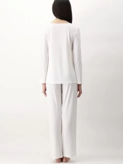 Modal Pyjama MACRAMÉ MODAL Cremeweiß Von Luna Di Seta -Modische Unterwäsche pyjama damen modal weiss vlst60858 luna di seta 2