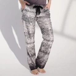 Seide-Baumwolle Hose DARK BEAUTY Grau-schwarz Von Gattina -Modische Unterwäsche seide baumwolle lounge hose 389179 gattina 2 1