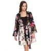 Seide-Baumwolle Kimono FELICIA Schwarz Bunt Von Gattina -Modische Unterwäsche seide baumwolle morgenmantel 390897 gattina