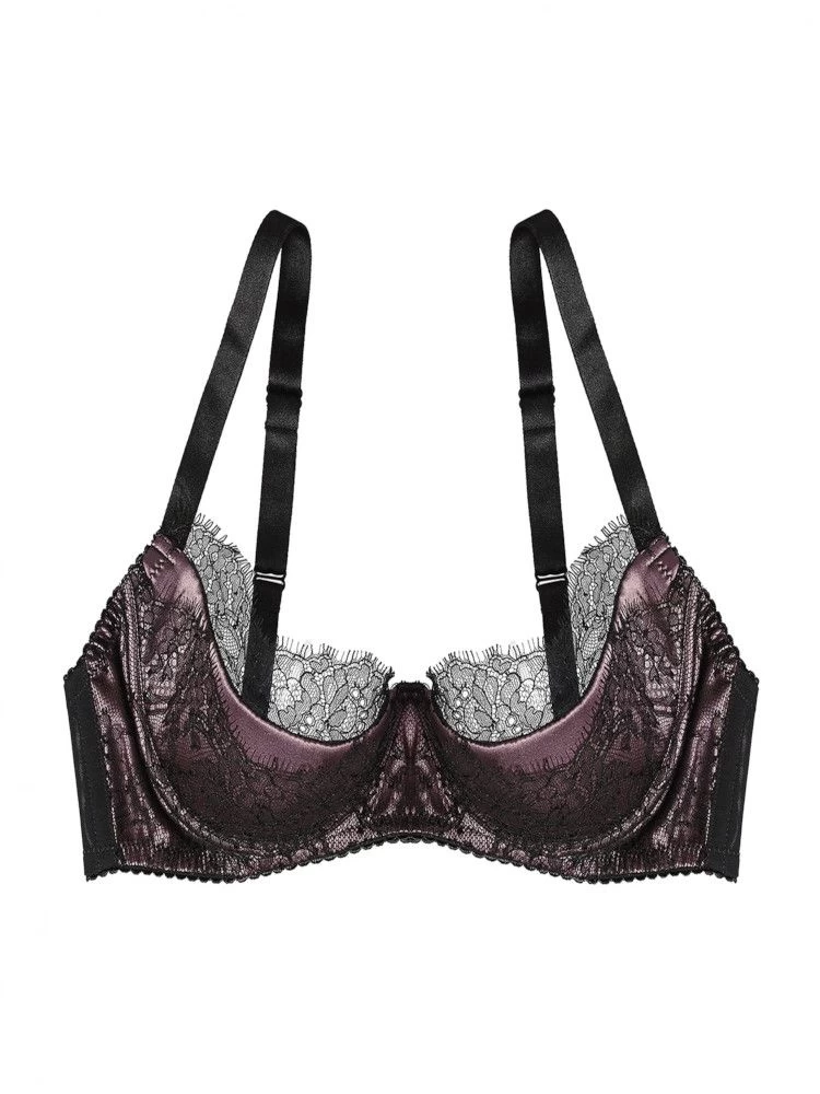 Seide Bügel-BH RAMA SOIE TOURBE Violett-schwarz Von Cadolle 4 Seide Bügel-BH RAMA SOIE TOURBE Violett-schwarz Von Cadolle – Bild 2