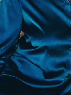 Seide Kurzarm Nachtkleid SEDUZIONE DI SETA Von Gattina -Modische Unterwäsche seide deep ocean gattina