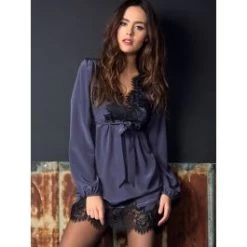 100% Crepe-Seide Blusenkleid INDISCRETE Dunkelgrau Von Marjolaine