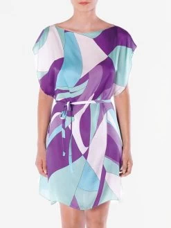 100% Seide Kaftan MODERN PRINT Von Luna Di Seta -Modische Unterwäsche seide kaftan lck3011 mint lila luna di seta 1