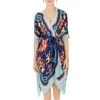 100% Seide Kimono MEDITERRANEAN GARDENS Blau-bunt Von Luna Di Seta -Modische Unterwäsche seide kimono mediterranean gardens vlst60639 blau bunt luna di seta 2