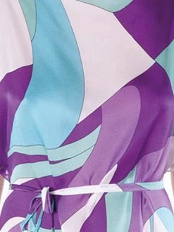 100% Seide Kimono MODERN PRINT Von Luna Di Seta -Modische Unterwäsche seide mint lila luna di seta