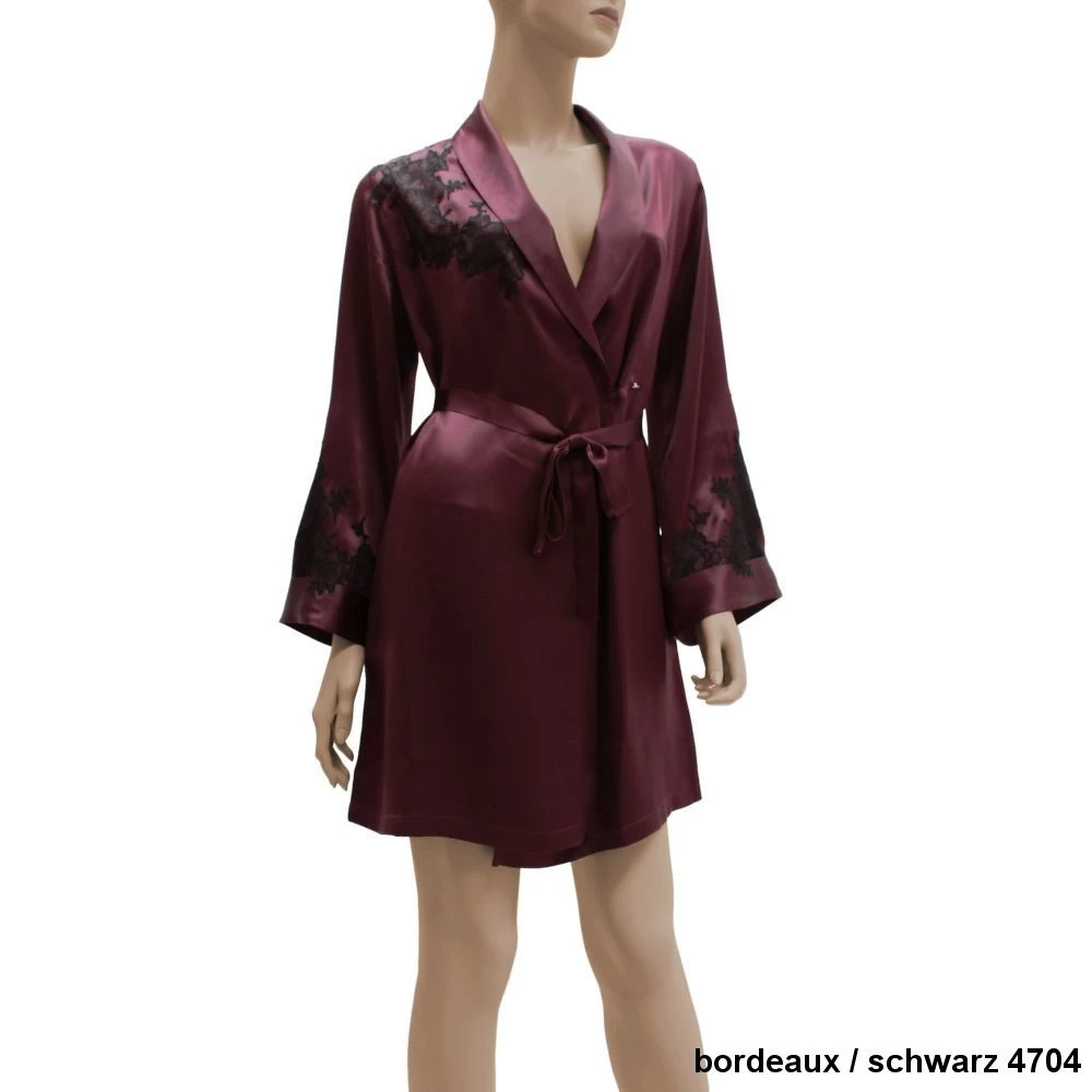 100% Seide Morgenmantel BACCARAT Kurz Französische Spitze Von Marjolaine 7 100% Seide Morgenmantel BACCARAT Kurz Französische Spitze Von Marjolaine – Bild 5