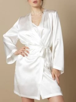 100% Seide Morgenmantel SOIE LASER Kurz Von Marjolaine -Modische Unterwäsche seide morgenmantel laser naturel soie unie marjolaine 2 8 1 1