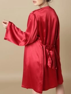 100% Seide Morgenmantel SOIE LASER Kurz Von Marjolaine -Modische Unterwäsche seide morgenmantel laser rot soie unie marjolaine 9 1 1