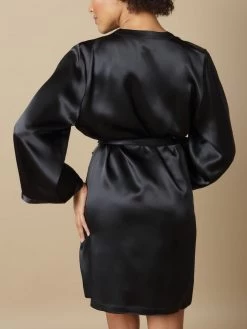 100% Seide Morgenmantel SOIE LASER Kurz Von Marjolaine -Modische Unterwäsche seide morgenmantel laser schwarz soie unie marjolaine 8 1 1