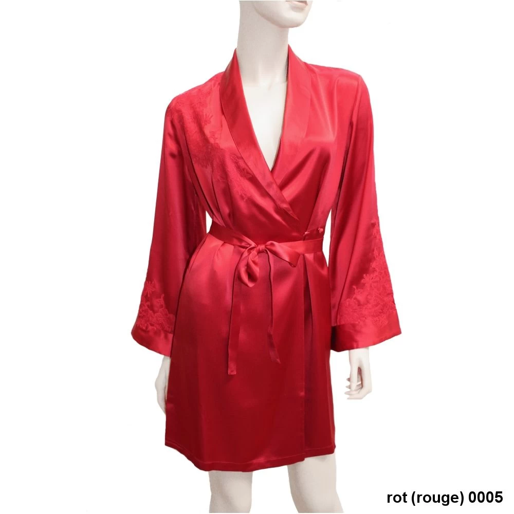 100% Seide Morgenmantel BACCARAT Kurz Französische Spitze Von Marjolaine 6 100% Seide Morgenmantel BACCARAT Kurz Französische Spitze Von Marjolaine – Bild 4