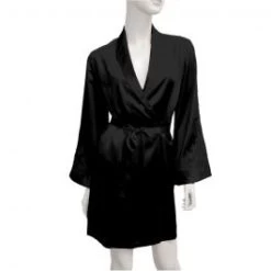 100% Seide Morgenmantel BACCARAT Kurz Französische Spitze Von Marjolaine