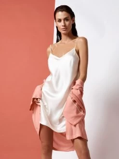 100% Seide Nachthemd CAROLINE Klassisch Von Vivis -Modische Unterwäsche seide nachthemd caroline weiss vivis 1 2 1