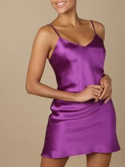 100% Seidennachthemd GLYCINE Uni Von Marjolaine -Modische Unterwäsche seide nachthemd glycine 3gly0101 beere marjolaine 1 2 1