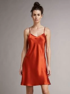 100% Seide Nachthemd CAROLINE Klassisch Von Vivis -Modische Unterwäsche seide nachthemd v00003 caroline paprika vivis 1 6 1