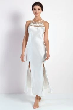 100% Seide Negligé HAREM PIPING Lang Von Luna Di Seta -Modische Unterwäsche seide neglige avorio l6n5009pe170172 luna di seta