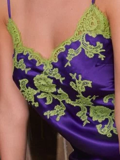 100% Seide Neglige GEMMA No. 4 Kurz Marjolaine -Modische Unterwäsche seide neglige gemma 3gem0120 lila gruen.marjolaine 2 1