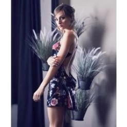 Seidennachthemd Kurz FIDJI SATIN Bunt Oder Schwarz Von Marjolaine