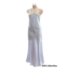 100% Seide Negligé HAREM PIPING Lang Von Luna Di Seta -Modische Unterwäsche seide neglige lang harem piping l6n5009 9203 silberblau luna di seta f