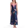 Langes Seidennegligé WINTER GARDEN Von Luna Di Seta -Modische Unterwäsche seide neglige winter garden vlst60548 dunkelblau blumen luna di seta 1