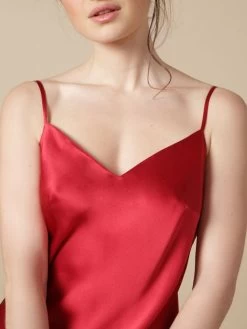 100% Seide Nachtkleid Lang SOIE ODANA Uni Marjolaine -Modische Unterwäsche seide rot oda odon odana soie unie marjolaine 2 1