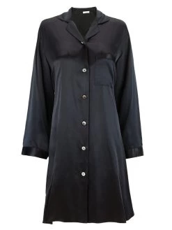 100% Seide Langarm Sleepshirt KLASSIK SATIN Von Eva B. Bitzer -Modische Unterwäsche seide sleepshirt 27319869 schwarz eva bitzer 1 1 1