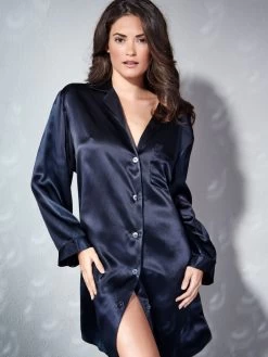 100% Seide Langarm Sleepshirt KLASSIK SATIN Von Eva B. Bitzer -Modische Unterwäsche seide sleepshirt 27319869 schwarz eva bitzer 1 1 1