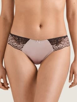 Seide String FEMME GLAMOUR Altrosa-schwarz Von Aubade -Modische Unterwäsche seide string md26 altrosa 1 femme glamour aubade 3