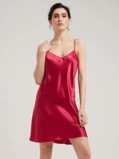 100% Seide Nachthemd CAROLINE Klassisch Von Vivis -Modische Unterwäsche seidennachthemd caroline v00003 himbeerrot vivis 2 6 1