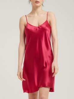 100% Seide Nachthemd CAROLINE Klassisch Von Vivis -Modische Unterwäsche seidennachthemd caroline v00003 himbeerrot vivis 6 1
