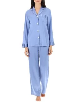 100% Seide Schlafanzug CLASSICO Von Luna Di Seta -Modische Unterwäsche seidenpyjama damen vlst08007 arctic silberblau luna di seta 1 1 1