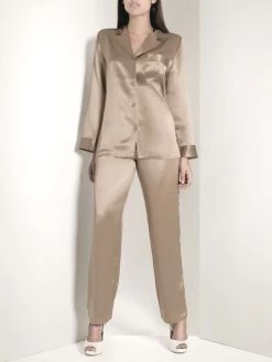 100% Seide Schlafanzug CLASSICO Von Luna Di Seta -Modische Unterwäsche seidenpyjama damen vlst08007 beige luna di seta