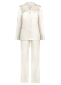 100% Seide Schlafanzug CLASSICO Von Luna Di Seta -Modische Unterwäsche seidenpyjama damen vlst08007 elfenbein weiss luna di seta 2 1 1 1