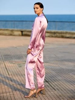 100% Seide Schlafanzug CLASSICO Von Luna Di Seta -Modische Unterwäsche seidenpyjama damen vlst08007 flieder luna di seta 1 1 1