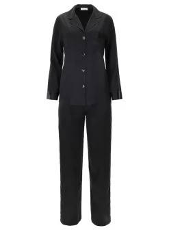 100% Seide Schlafanzug CLASSICO Von Luna Di Seta -Modische Unterwäsche seidenpyjama damen vlst08007 schwarz luna di seta 1 1 1