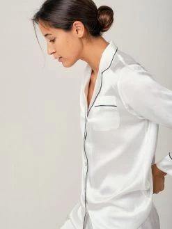 100% Seide Schlafanzug Elisabetha MOONLIGHT WHITE Von Radice -Modische Unterwäsche seidenpyjama elisabetha moonlight white radice 4