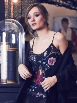 Seidentop 100% Seide FIDJI MOUSSELIN Uni Marjolaine -Modische Unterwäsche seidentop mousselin 2fid4001 blumendruck marjolaine 2