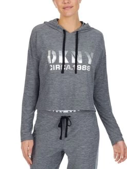 Kurz-Hoodie THE WARM UP Von DKNY Sleepwear -Modische Unterwäsche shirt 07 yi2022401 036 dark grey 0112 dkny