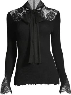 Merinowolle-Seide KRAGEN-SHIRT Gerippt Schwarz Von Oscalito -Modische Unterwäsche shirt langarm chantilly spitze schwarz 6644 oscalito 3