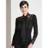 Merinowolle-Seide KRAGEN-SHIRT Gerippt Schwarz Von Oscalito -Modische Unterwäsche shirt langarm chantilly spitze schwarz 6644 oscalito 4