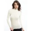 Merinowolle-Seide Mockneck Shirt Gerippt Basic Von Oscalito -Modische Unterwäsche shirt langarm mockneck basic ripp weiss 3429 oscalito 2