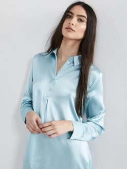 Stretchseide Kurzes Sleepshirt SLOANE STREET Exclusiv Eva B. Bitzer -Modische Unterwäsche sleepshirt kurz crystal blue 27319279 sloan street eva b bitzer 2