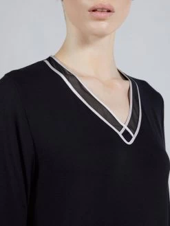 Modal Sleepshirt WKND No. 4 Knielang Schwarz-puder Von Verdiani -Modische Unterwäsche sleepshirt modal schwarz 3608 verdiani weekend 3