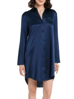 Seide Sleepshirt SEDUZIONE DI SETA Kurz Von Gattina -Modische Unterwäsche sleepshirt seide 381453 navy gattina 1 1 1