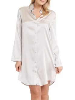 Seide Sleepshirt SEDUZIONE DI SETA Kurz Von Gattina -Modische Unterwäsche sleepshirt seide 381453 silber gattina 1 1 1