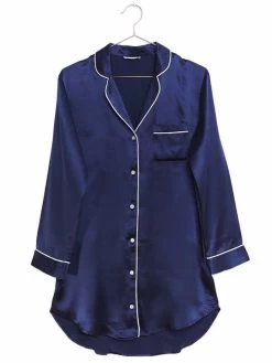 100% Seide Sleepshirt CAMILLA UNI Von Radice -Modische Unterwäsche sleepshirt seide camilla fullmoon sky dunkelblau radice 2 5