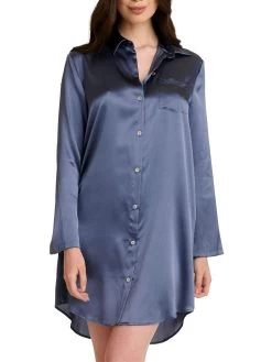 Seide Sleepshirt SEDUZIONE DI SETA Fein Von Gattina -Modische Unterwäsche sleepshirt stonegrey 381453 seducione di seta gattina 2 10 1
