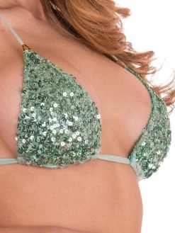 Triangel-Bikini PAILLETTES Minzgrün Von Pin-Up Stars -Modische Unterwäsche slip bikini pb030sg gruen pailletten pin up stars 4