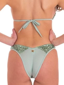 Triangel-Bikini PAILLETTES Minzgrün Von Pin-Up Stars -Modische Unterwäsche slip bikini pb030sg gruen pailletten pin up stars 7