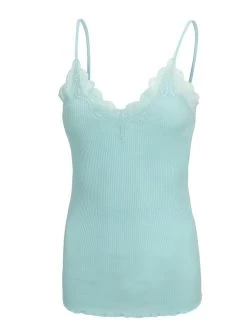 70% Seide 30% Baumwolle Träger-Top RIPP Von Eva B. Bitzer -Modische Unterwäsche spaghetti top crystal blue 27338213 jersey rip eva b bitzer 7