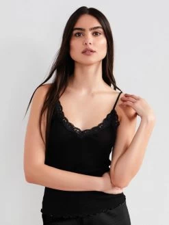 70% Seide 30% Baumwolle Träger-Top RIPP Von Eva B. Bitzer -Modische Unterwäsche spaghetti top schwarz 27338213 jersey rip eva b bitzer 1 1